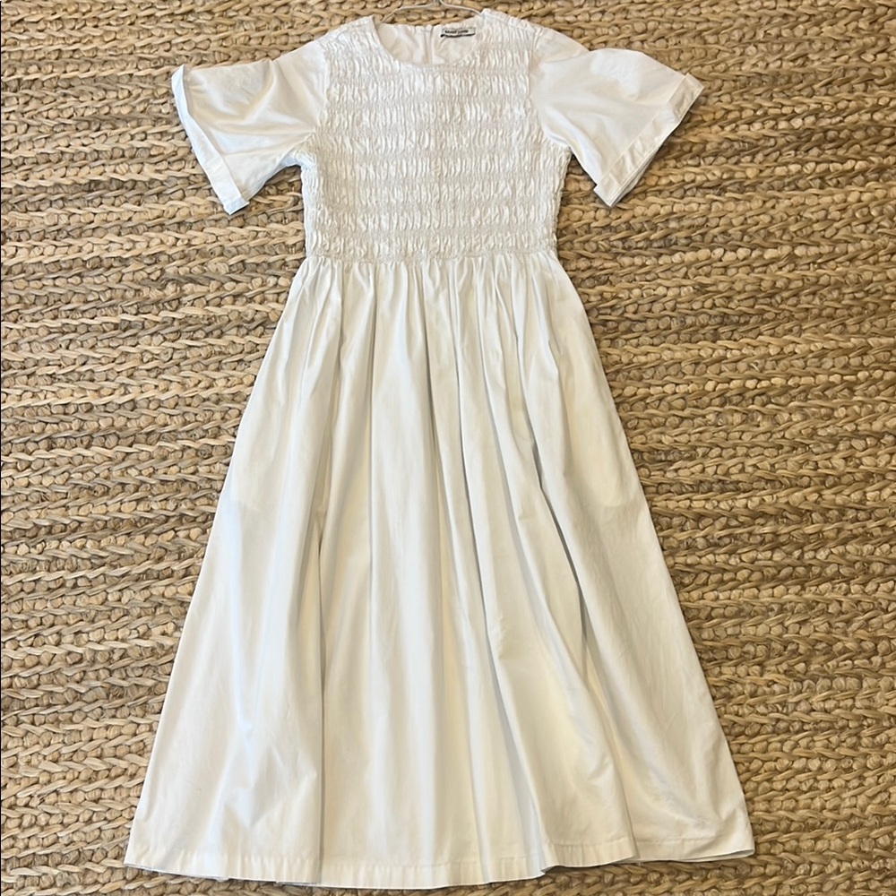 White Smocked Bodice Dress